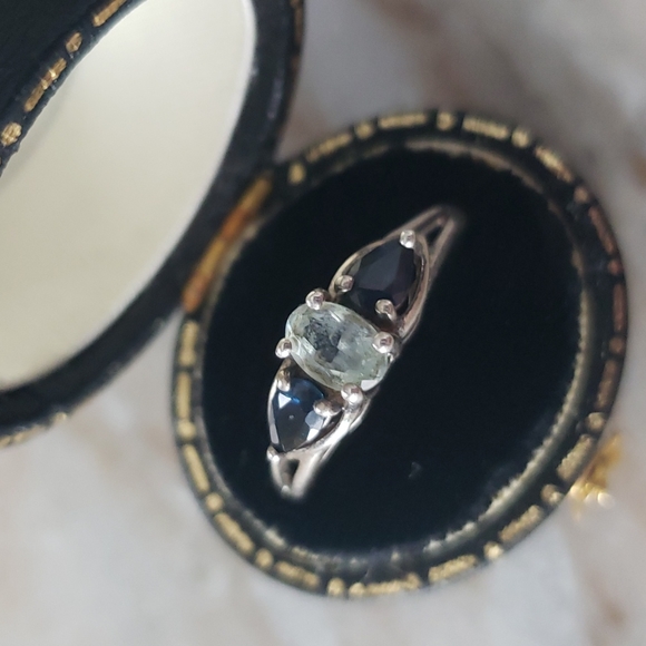 Vintage Jewelry - Vintage Sterling Aquamarine & Sapphire Ring